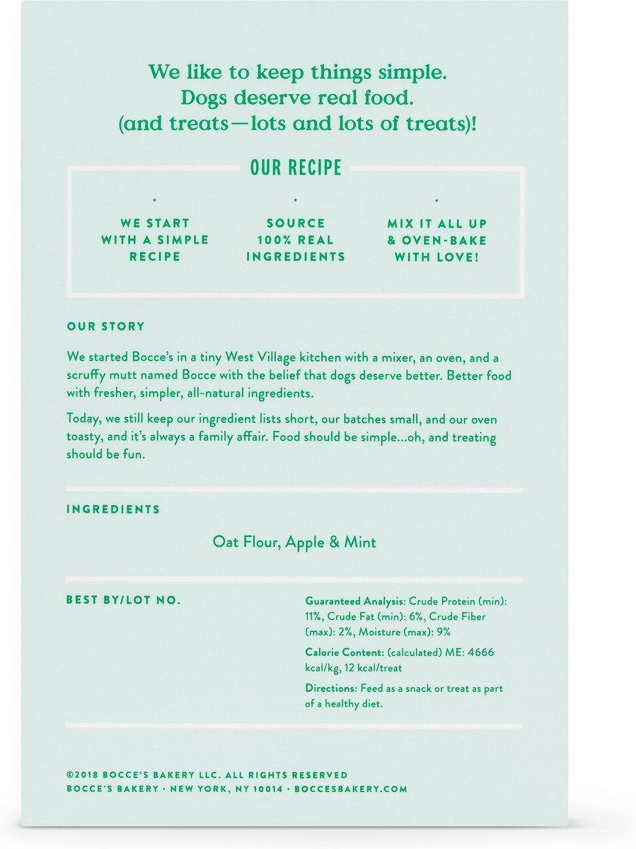 Bocce's Bakery Daily Support Breath Aid Apple and Mint Recipe Dog Treat