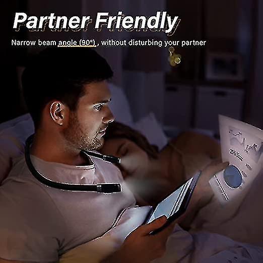 Rechargeable Led Neck Reading Light， Book Lights In Bed， 3 Brightness Levels， Soft Silicone Long Las