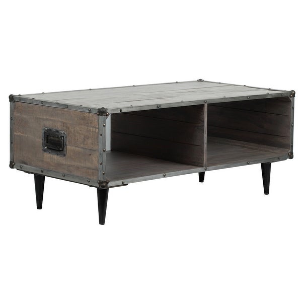 ExBrite Solid Wood Coffee Table ，Gray Wash 24'' W X 46'' H X 19''