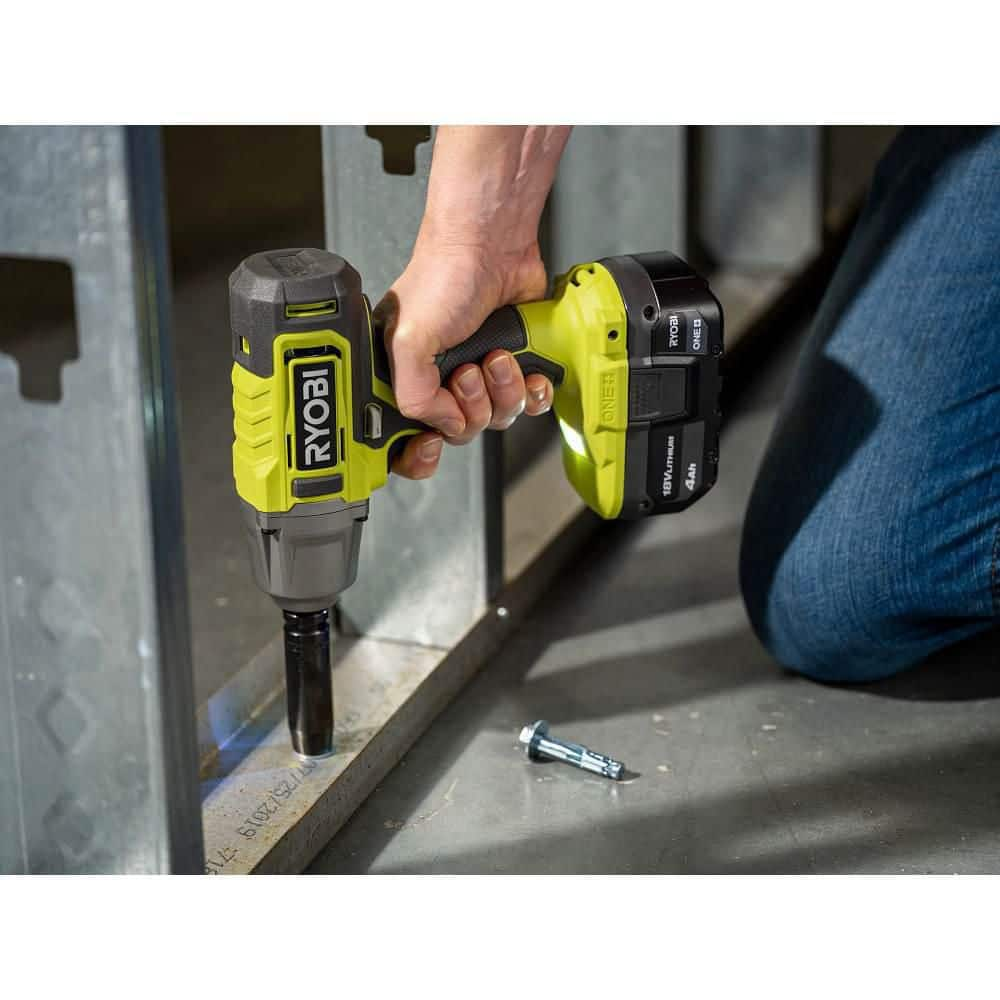 RYOBI ONE+ 18V Cordless 1/2 in. Impact Wrench Kit with 4.0 Ah Battery and Charger PCL265K1