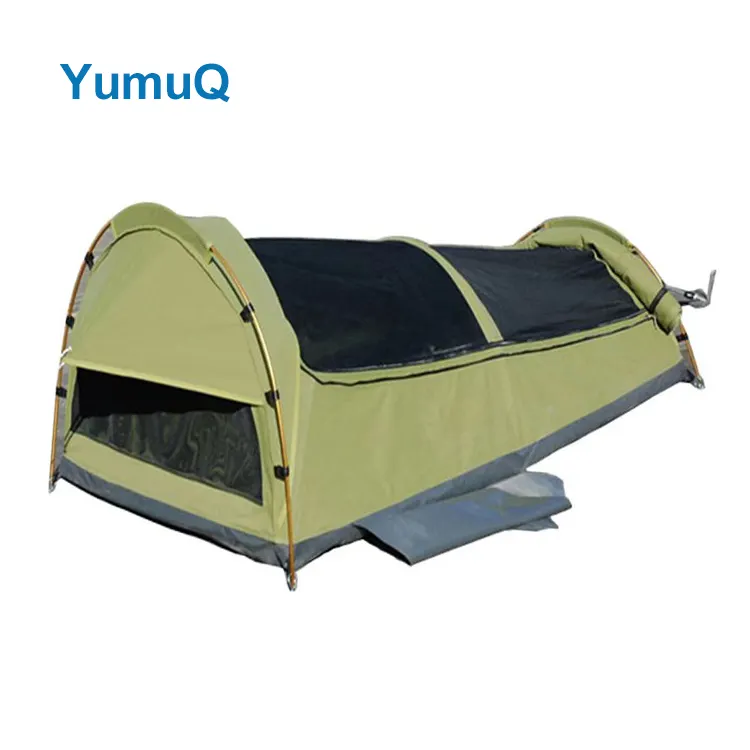 YumuQ 2021 2022 Camping 1 2 Person Cotton Canvas Deluxe Double Swag Tent With Memory Foam Sleeping Pad