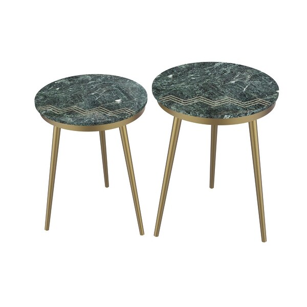 Somette Avery Green and Gold Set of 2 Nesting Tables