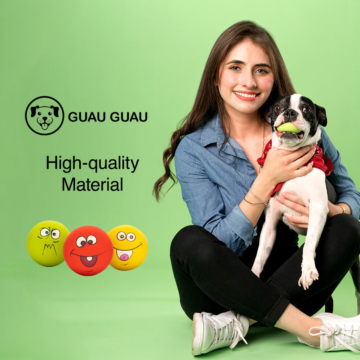 GUAU GUAU DOG TOYS SQUEAK LATEX RUBBER FETCH DOG BALLS FOR AGGRESSIVE CHEWERS FOR SMALL MEDIUM AND PUPPY