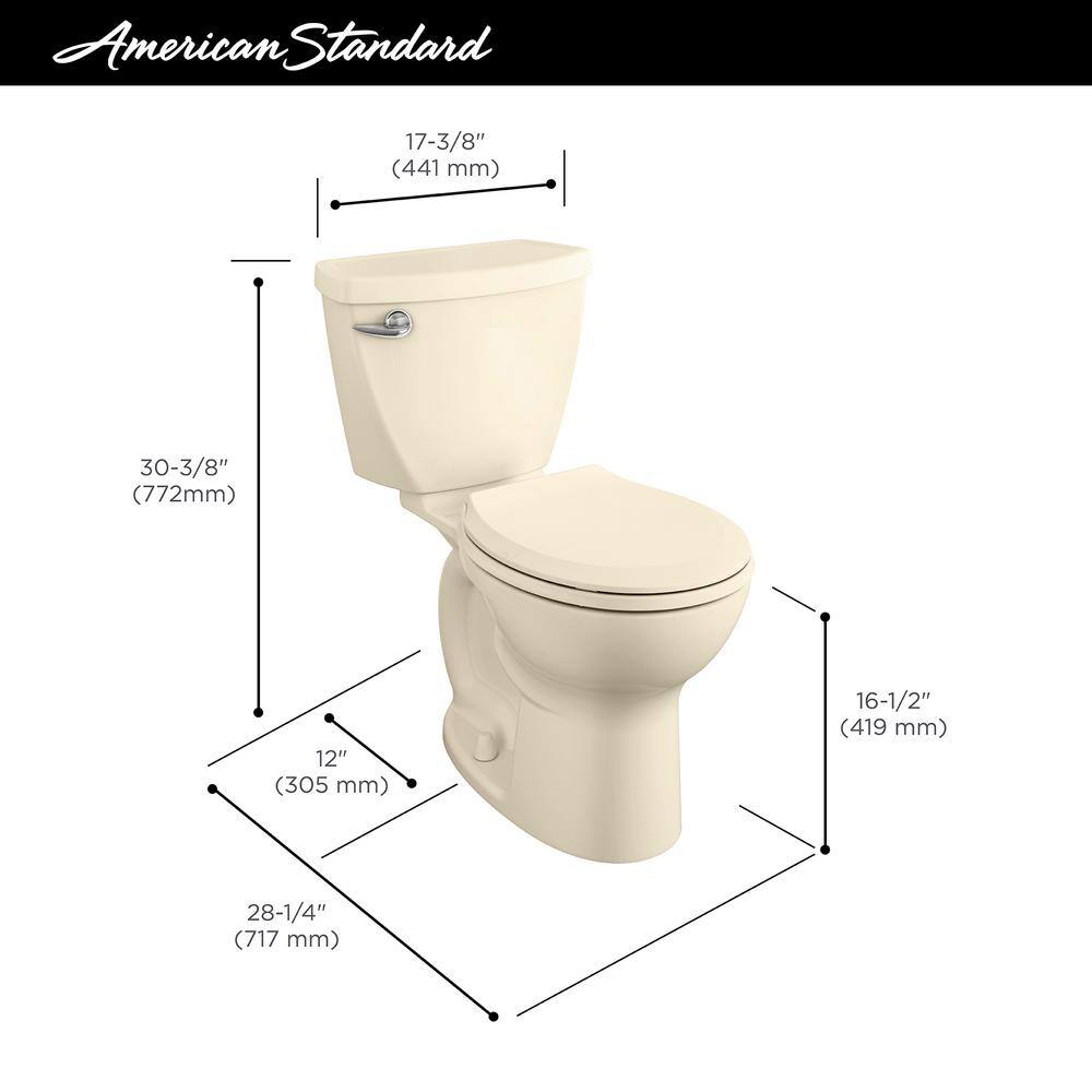 American Standard Cadet 3 FloWise Tall Height 2-Piece 1.28 GPF Single Flush Round Toilet with Slow Close Seat in Bone 3377.128ST.021