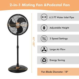 Aoibox Black Adjustable-Height to 55 in. Pedestal Standing Fan High Velocity Heavy Duty Metal For Industrial Residential SNSA13IN043