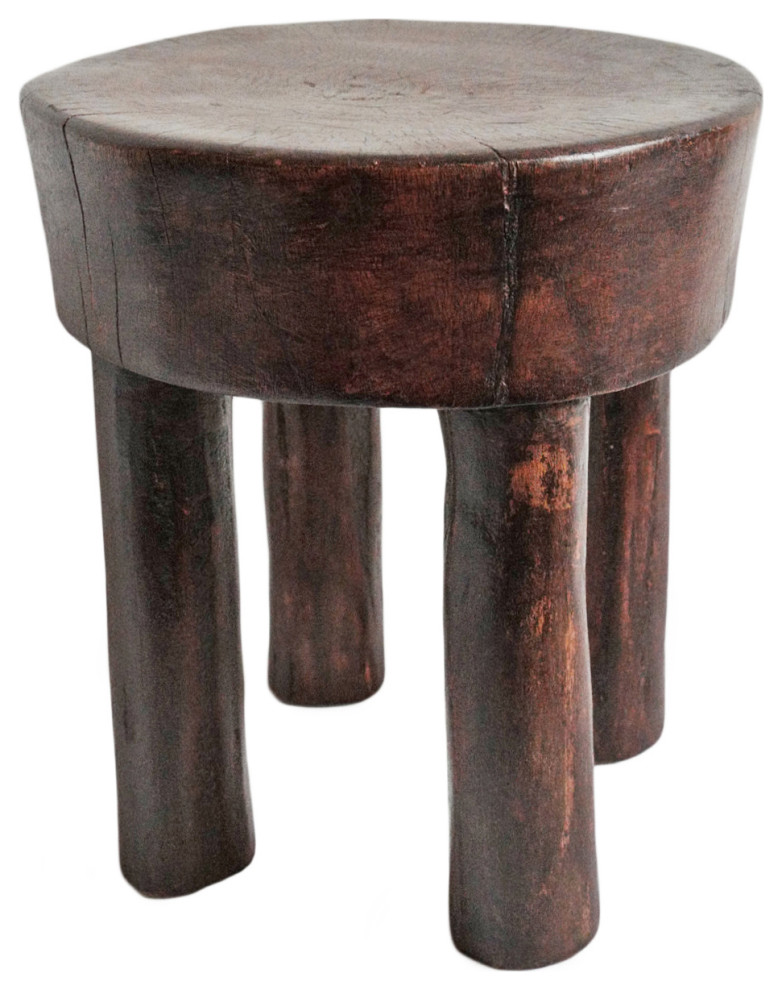 Consigned Ivory Coast Wood Stool 12   Rustic   Accent And Garden Stools   by Design Mix Furniture  Houzz