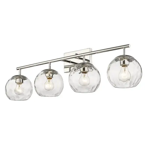 Mackenzie 4-light Polished Nickel Bath/ Vanity Fixture w/ Water Glass