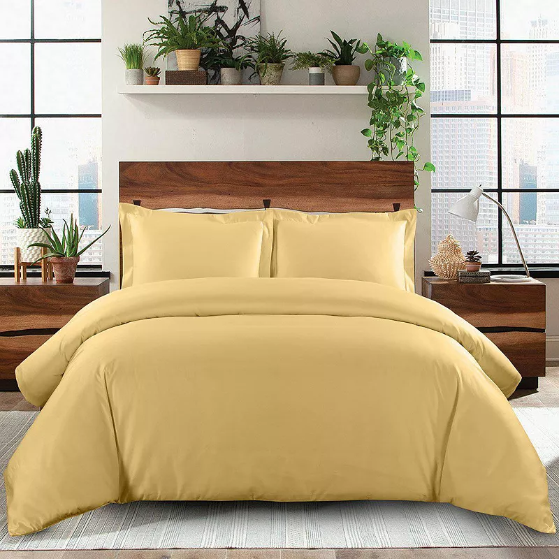 Solid 100% Cotton Duvet Cover Set - 600 Thread Count