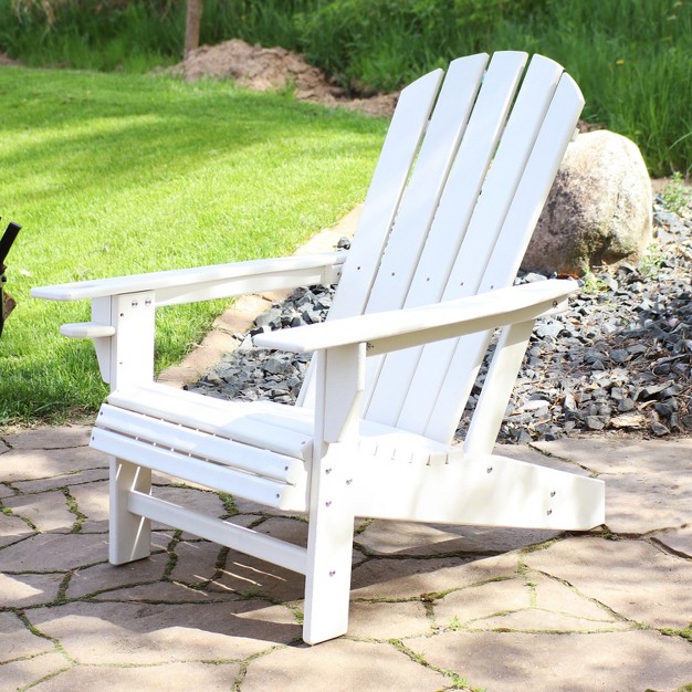 Sunnydaze Outdoor Lake Style Adirondack Chair With Cup Holder