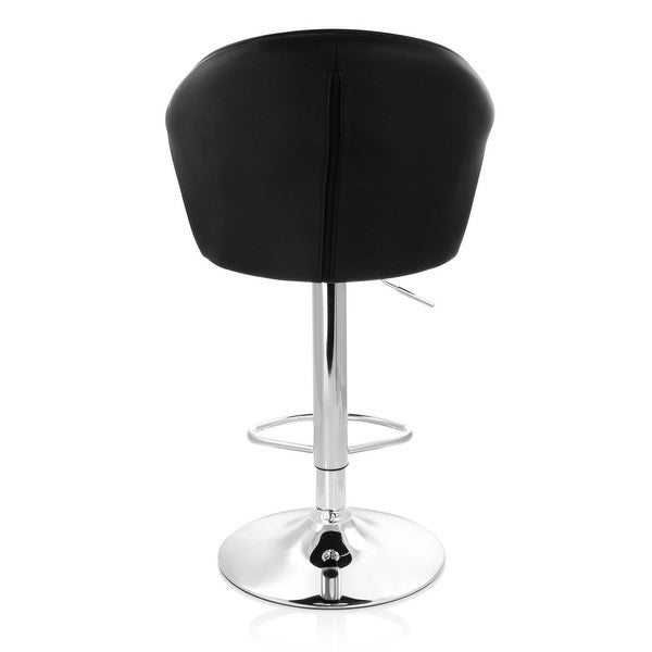 Faux Leather Shell Bar Stool Black Adjustable Swivel Base Set of 2