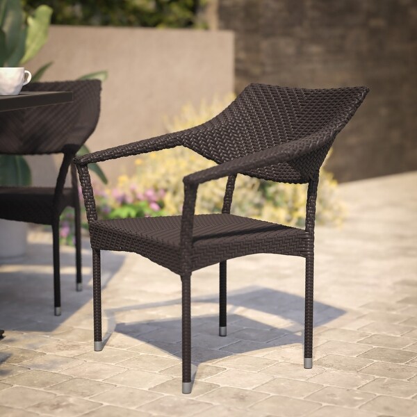 All Weather Commercial Grade PE Rattan Stacking Patio Chairs