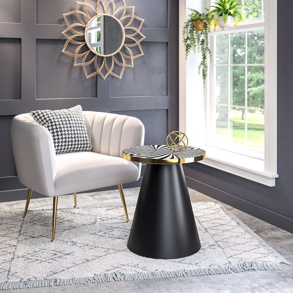 Fission Side Table White， Gold and Black - 18.1