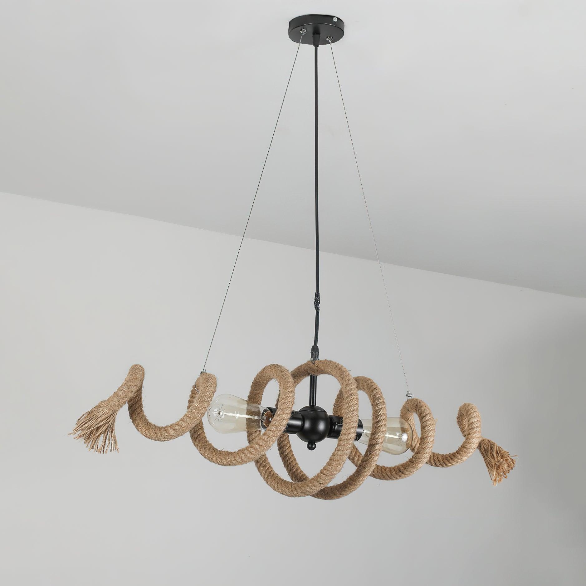 Hemp Rope Industrial Spiral Chandelier