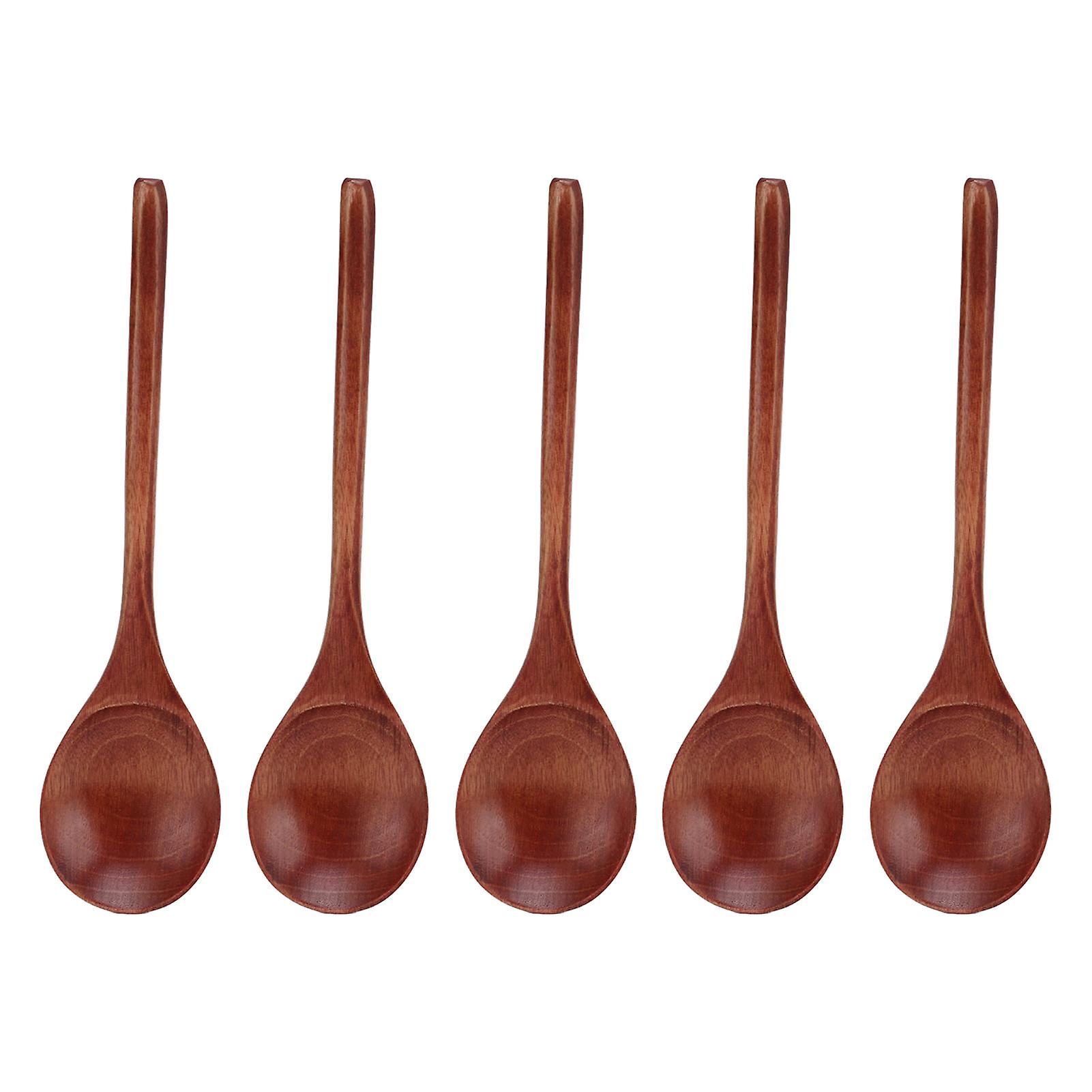 5pcs Wooden Spoons Safe Odorless Delicate Sturdy Durable Wood Mixing Spoons For Gifts Daily Use