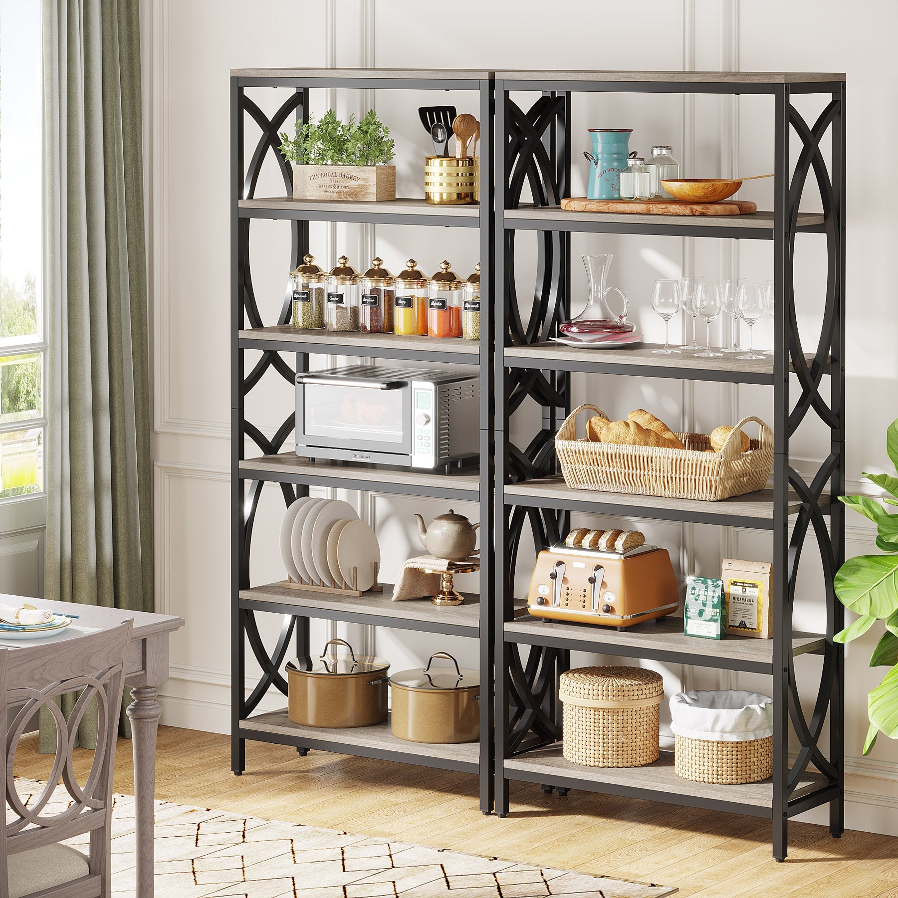 6-Tier Bookshelf, 70.8 Tall Bookcase Open Storage Shelf with Metal Frame