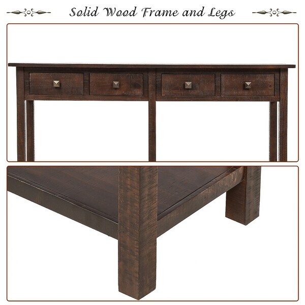 Nestfair Rustic Console Table with 4 Drawers and Shelf