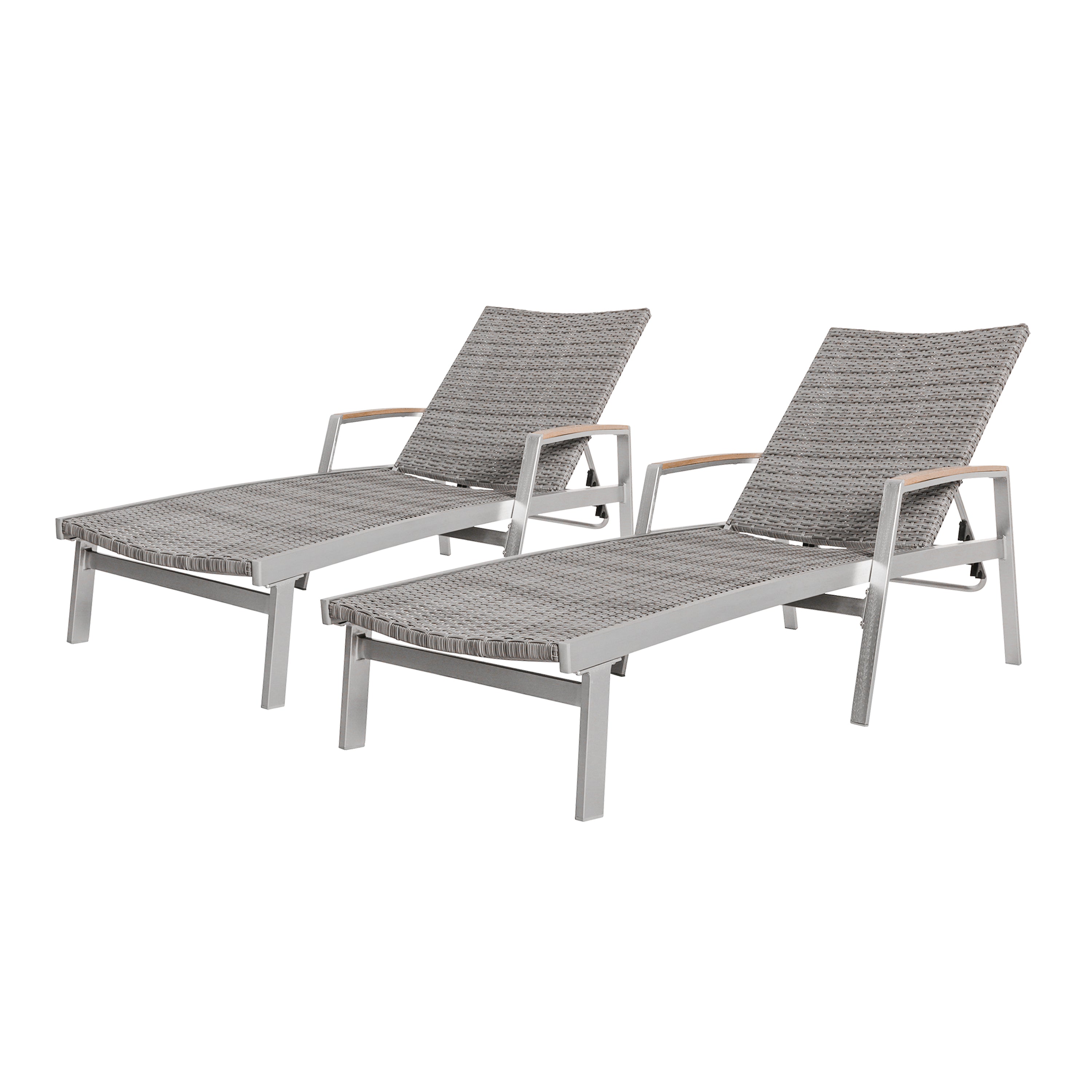 Joy Outdoor Wicker and Aluminum Chaise Lounge, Gray Finish