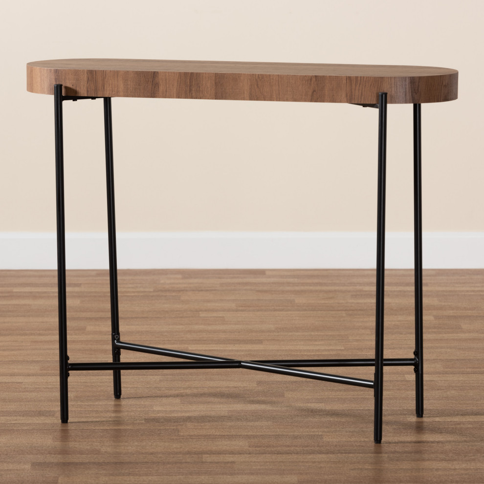 Toria Walnut Brown and Black Collection   Industrial   Console Tables   by Baxton Studio  Houzz