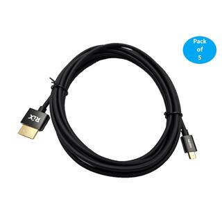 Micro Connectors Inc 12 ft. HDMI to Micro HDMI 4K Ultra HD High-Speed with Ethernet Cables Black (5-Pack) H2-12MD4KSL-5