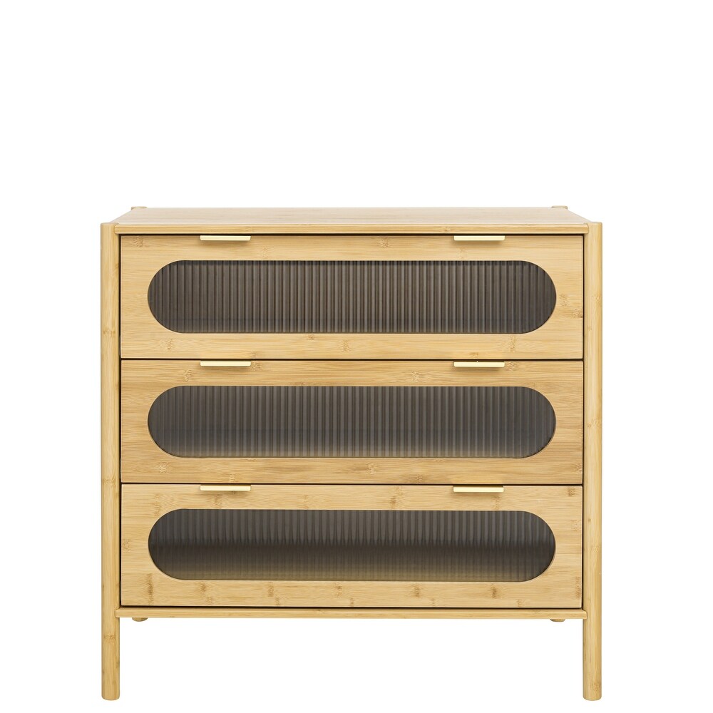 Bamboo 3 Drawer Cabinet  Buffet Sideboard Storage Cabinet