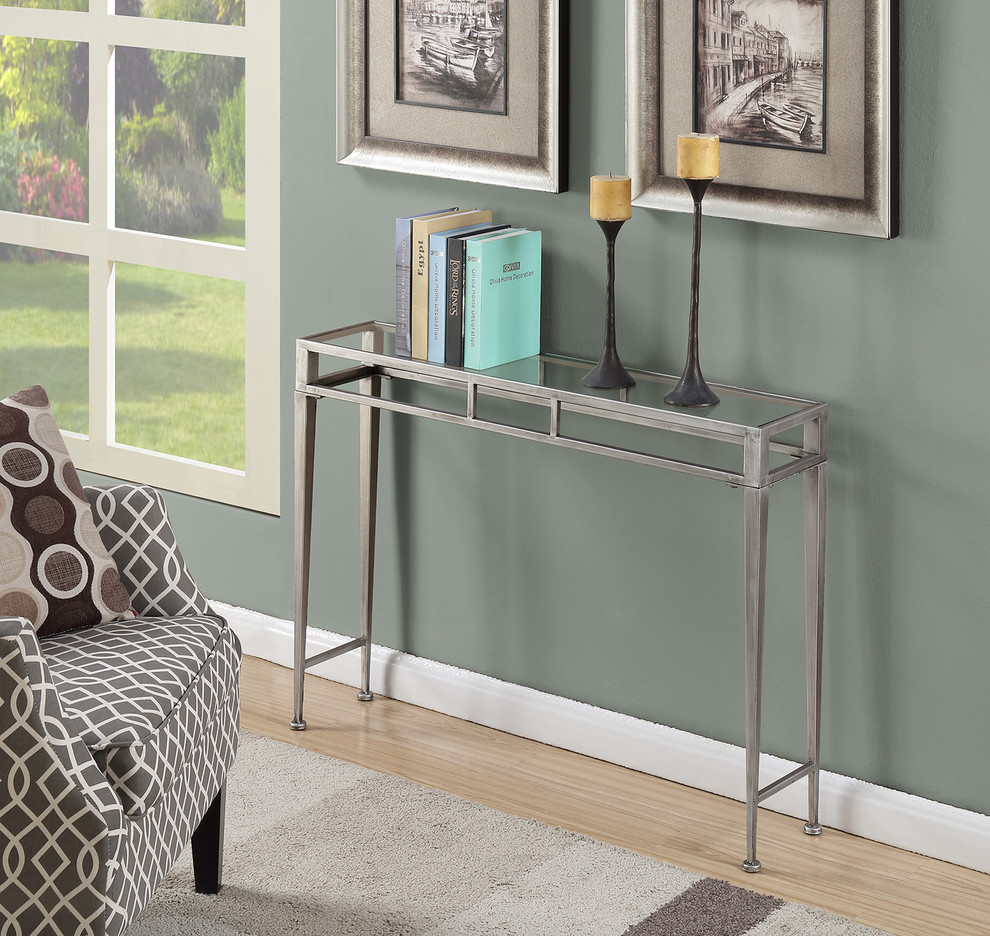 Convenience Concepts Gold Coast Julia Hall Console Table in Silver Metal Frame   Industrial   Console Tables   by Convenience Concepts  Houzz