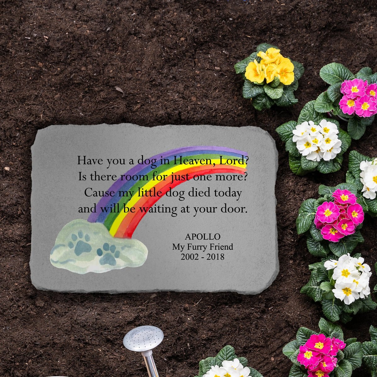 Kay Berry Have You A Dog in Heaven Rainbow Personalized Stone