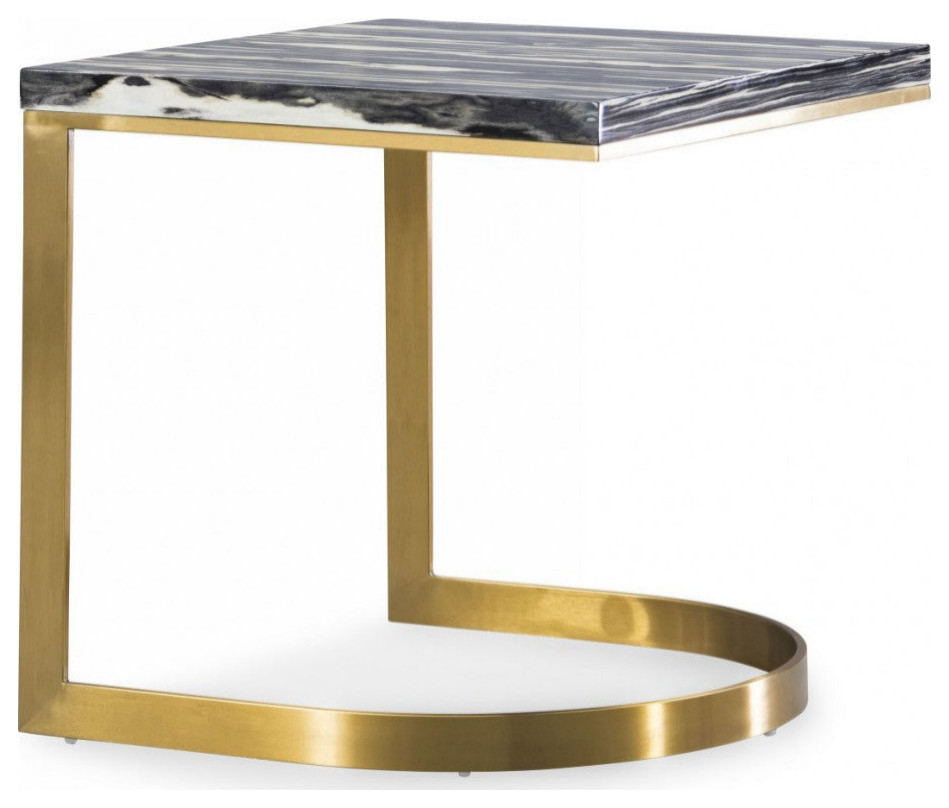 Tess Glam Black and Gold Marble End Table   Contemporary   Side Tables And End Tables   by Rustic Home Furniture Deco  Houzz