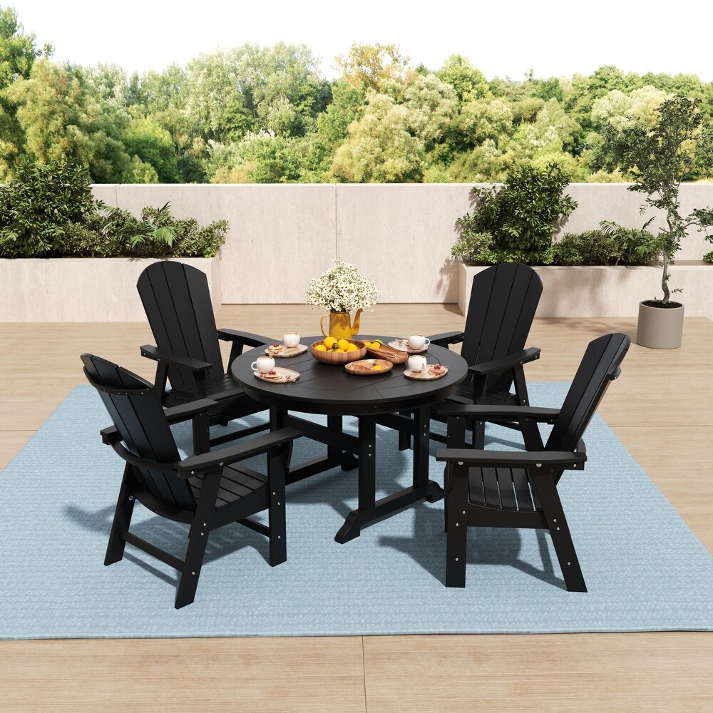 Laguna 5 Piece Round Poly Eco Friendly  Weather Outdoor Dining Set with Armchairs