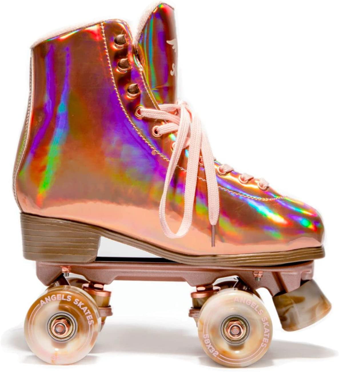 Angels Skates Roller Skates - PU Leather - Perfect Indoor Outdoor Girls Retro Skate - (Rose Gold， 1)