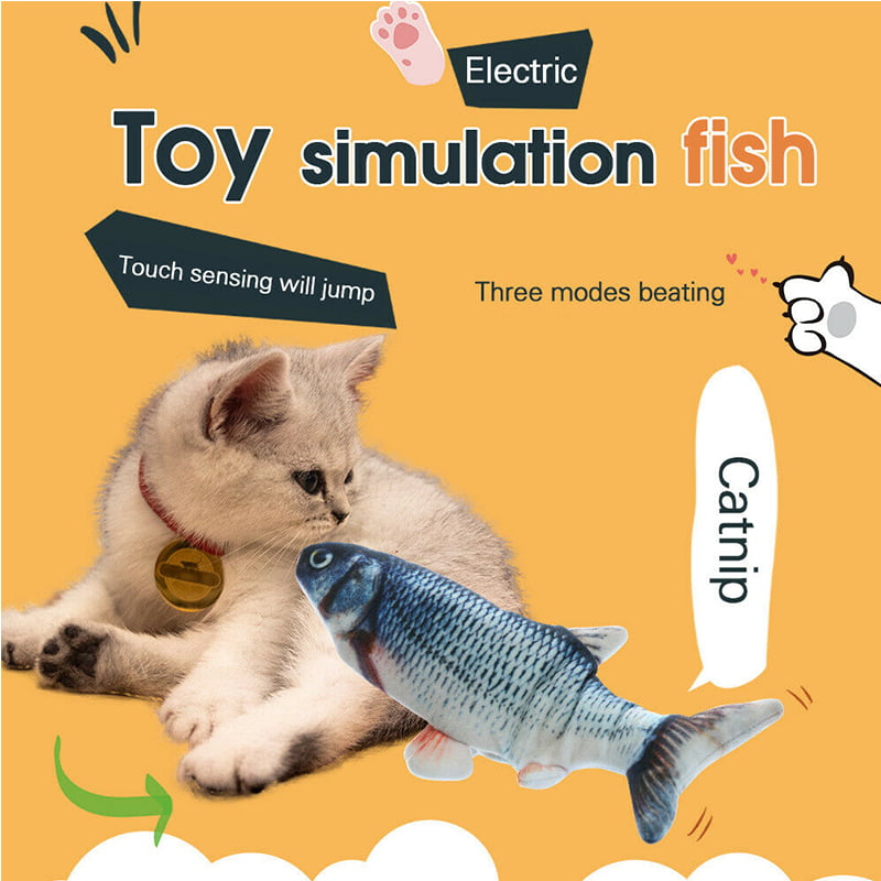 Cat Stuffed Toy Electric Wagging Fish Realistic Plush Simulation Fish with Catnip