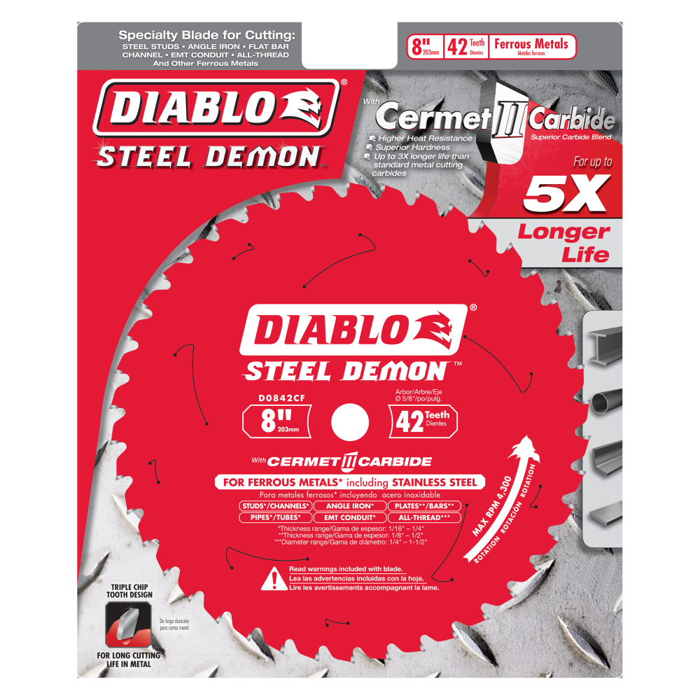 Diablo Tools 8 x 42 Tooth Cermet Metal and Stainless Steel Cutting Saw Blade