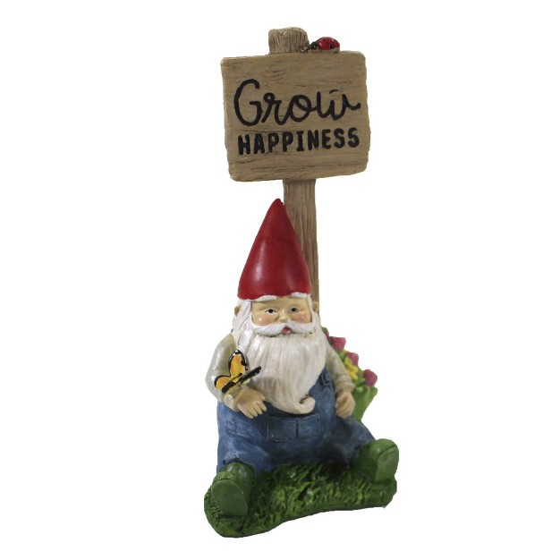 Home Decor Gnome With Sign One Cheeseboard amp Spreader 7 Inches Gardening Flowers Polyresin Multicolored