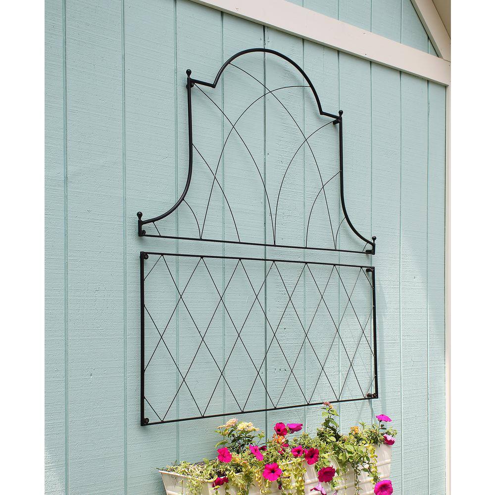 Achla Designs Traditional Somerset Decorative Garden Trellis of 2-Pieces 53 in. Tall Black Powder Coat Finish FT-56