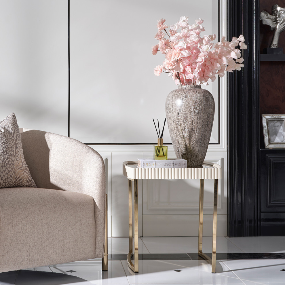 Lisbon Side Table  Silken Matte Cream   Contemporary   Side Tables And End Tables   by Michael Amini  Houzz