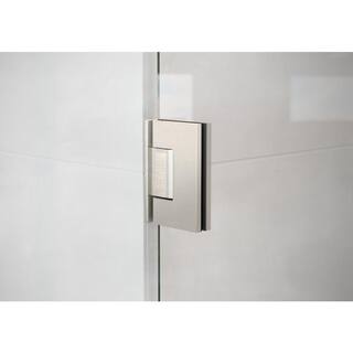 Glass Warehouse Illume 47.25 in. W x 78 in. H Wall Hinged Frameless Shower Door in Brushed Nickel Finish with Clear Glass GW-WH-47-25-BN