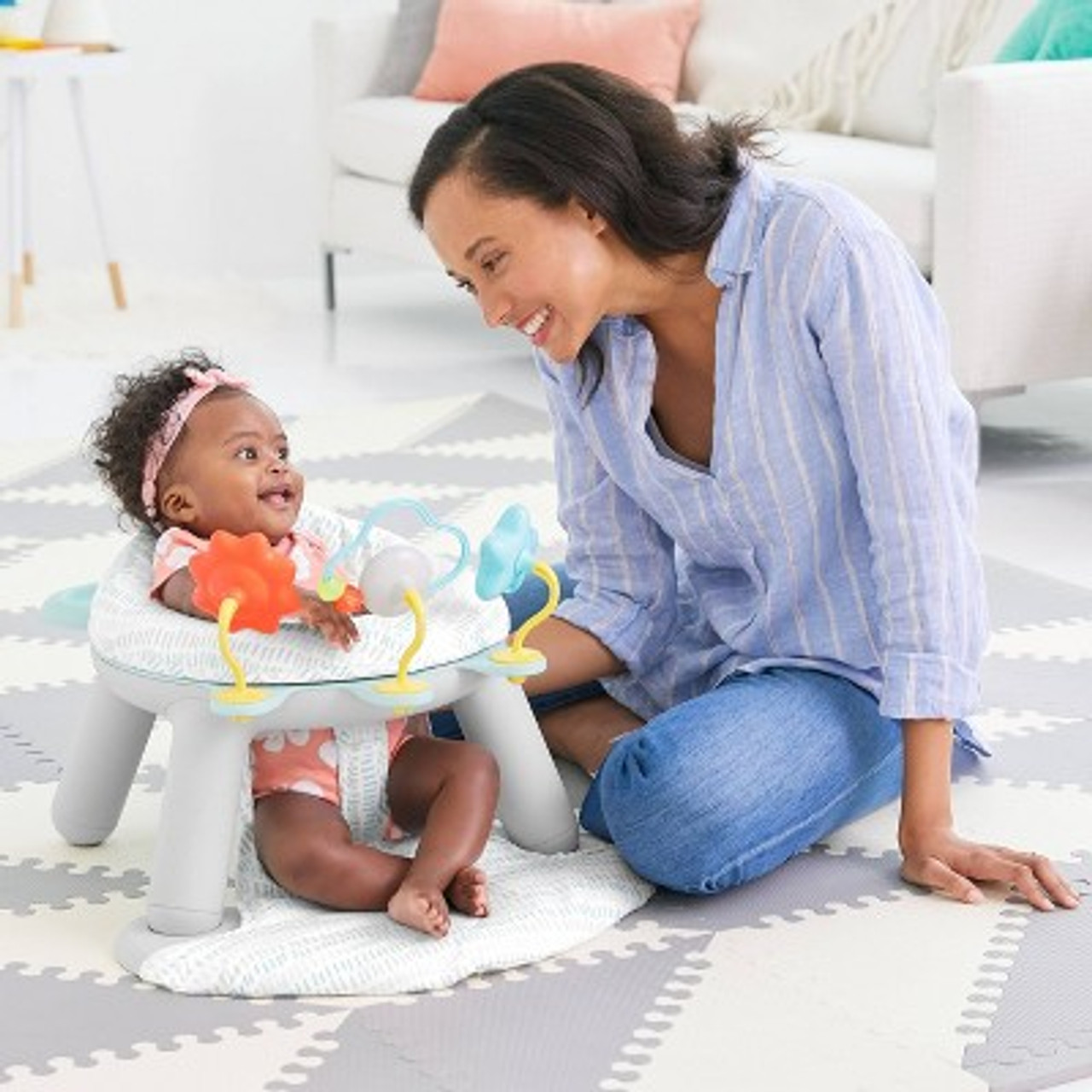 Skip Hop Baby Seat Silver Lining Cloud 2-in-1 Sit-up Chair and Activity Floor Seat - Gray