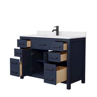 Wyndham Collection Beckett 48 in. W x 22 in. D x 35 in. H Single Sink Bathroom Vanity in Dark Blue with White Cultured Marble Top WCG242448SBBWCUNSMXX