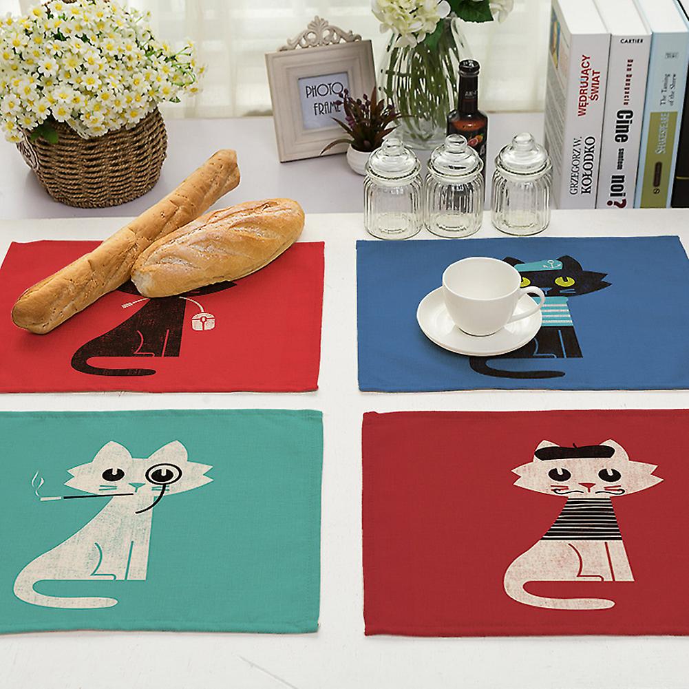 Cat Pattern Print Heat-resistant Washable Place Mat Table Bowl Cup Mat (ma0067-5)