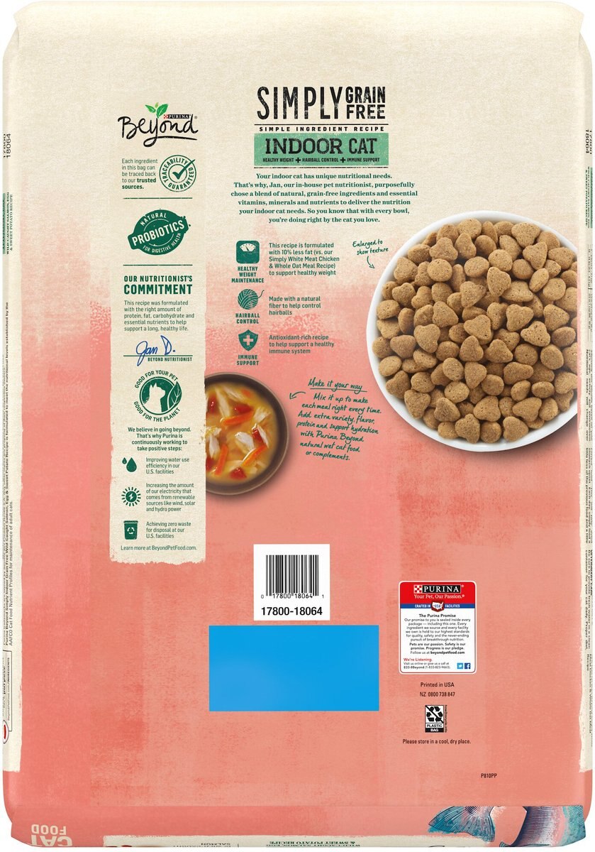 Purina Beyond Simply Indoor Wild-Caught Salmon， Egg and Sweet Potato Recipe Grain-Free Dry Cat Food