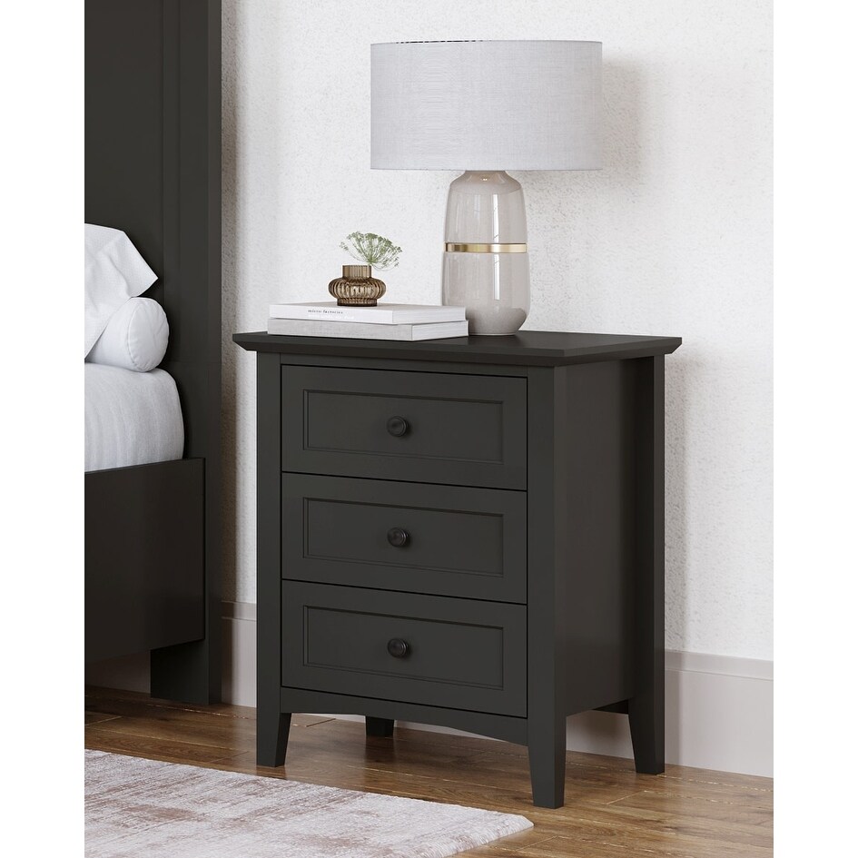 Grace Three Drawer Nightstand in Raven Black