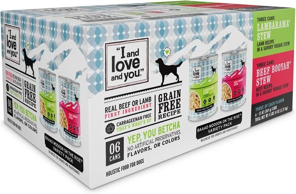 I and Love and You Beef Booyah and Lambarama Stew Grain-Free Combo Pack Canned Dog Food