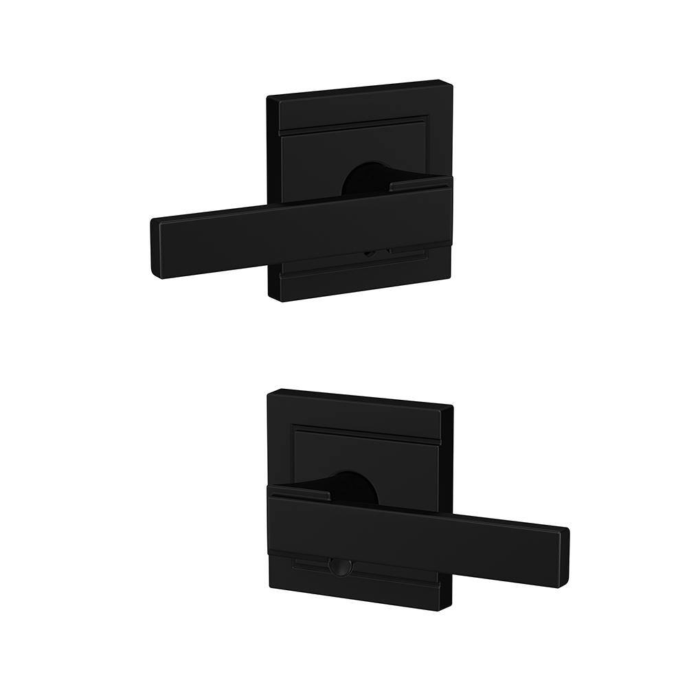 Schlage Custom Northbrook Matte Black Combined Interior Door Handle with Upland Trim FC21 NBK 622 ULD