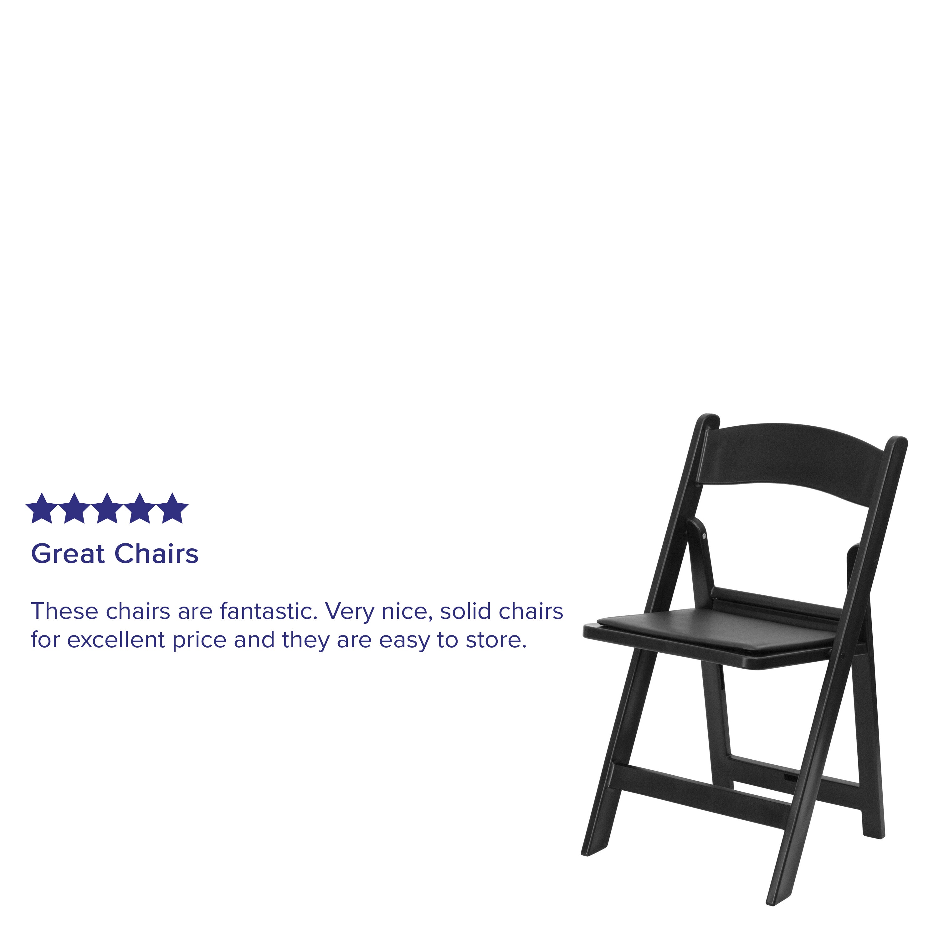 Flash Furniture Hercules™ Folding Chair - Black Resin – 1000LB Weight Capacity Comfortable Event Chair - Light Weight Folding Chair