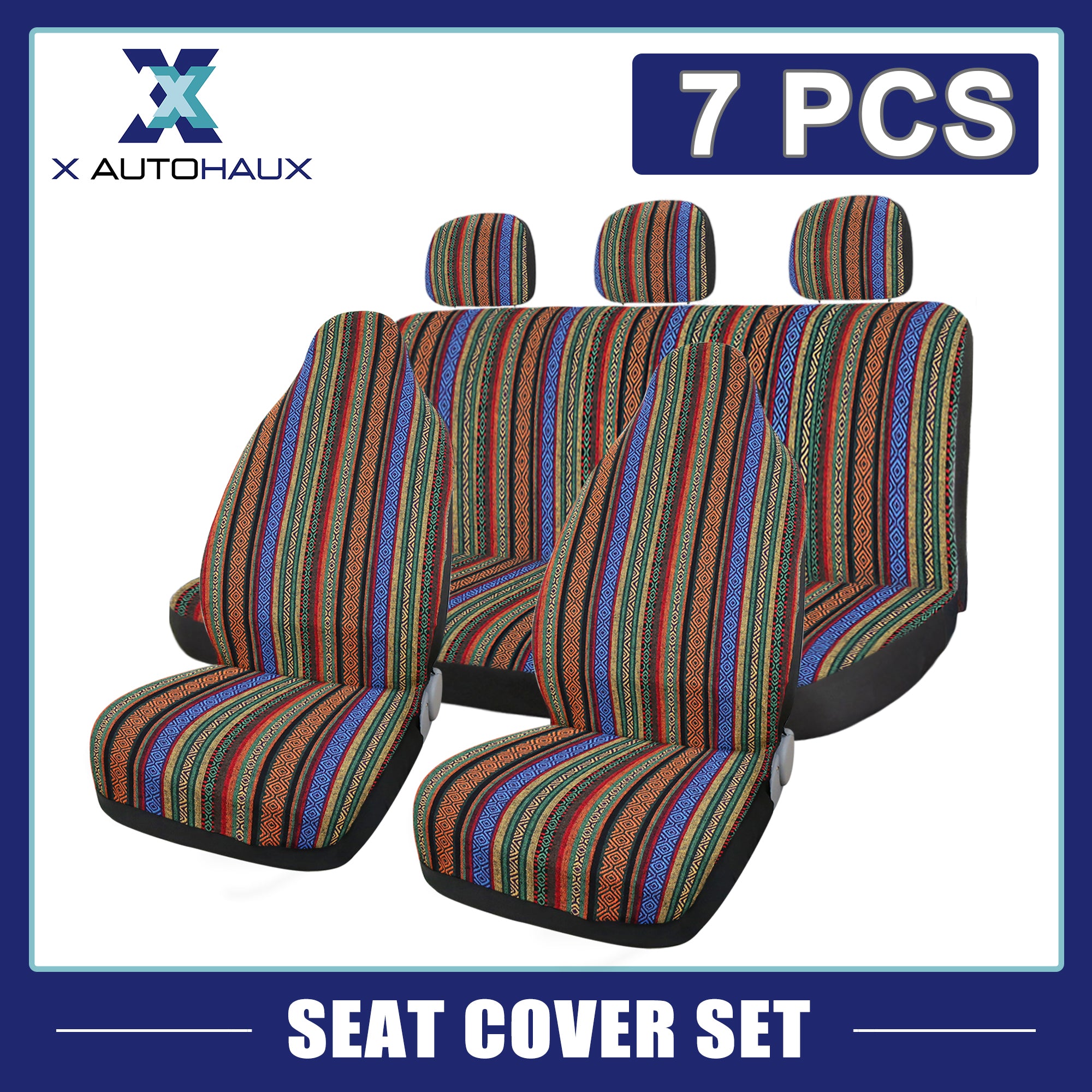 Bucket Seat Cover 7pcs Blanket Ethnic Style for Car Automotive