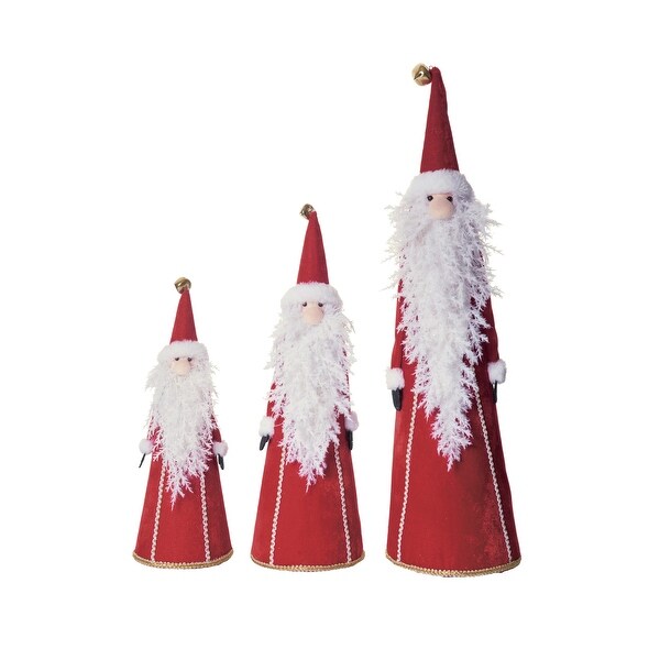 Transpac Fabric 23.5 in. Multicolor Christmas Cottage Cone Santa Set of 3