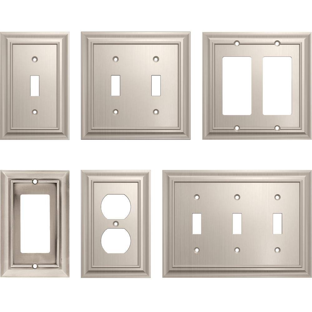 Derby 1-Gang Single DecoratorRocker Wall Plate Satin Nickel (3-Pack) W10244C-SN-K3