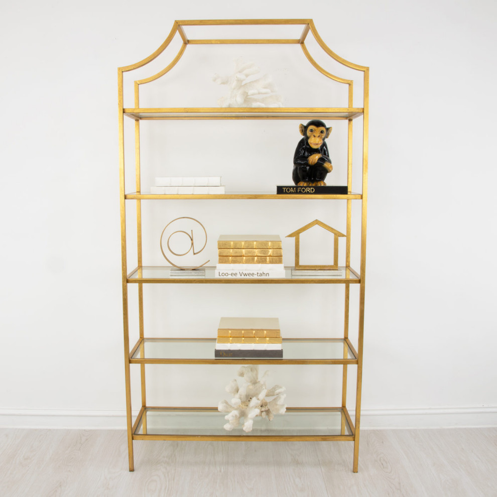 Xylander Gold Shelf   Contemporary   Bookcases   by Peachtree Fine Furniture  Houzz