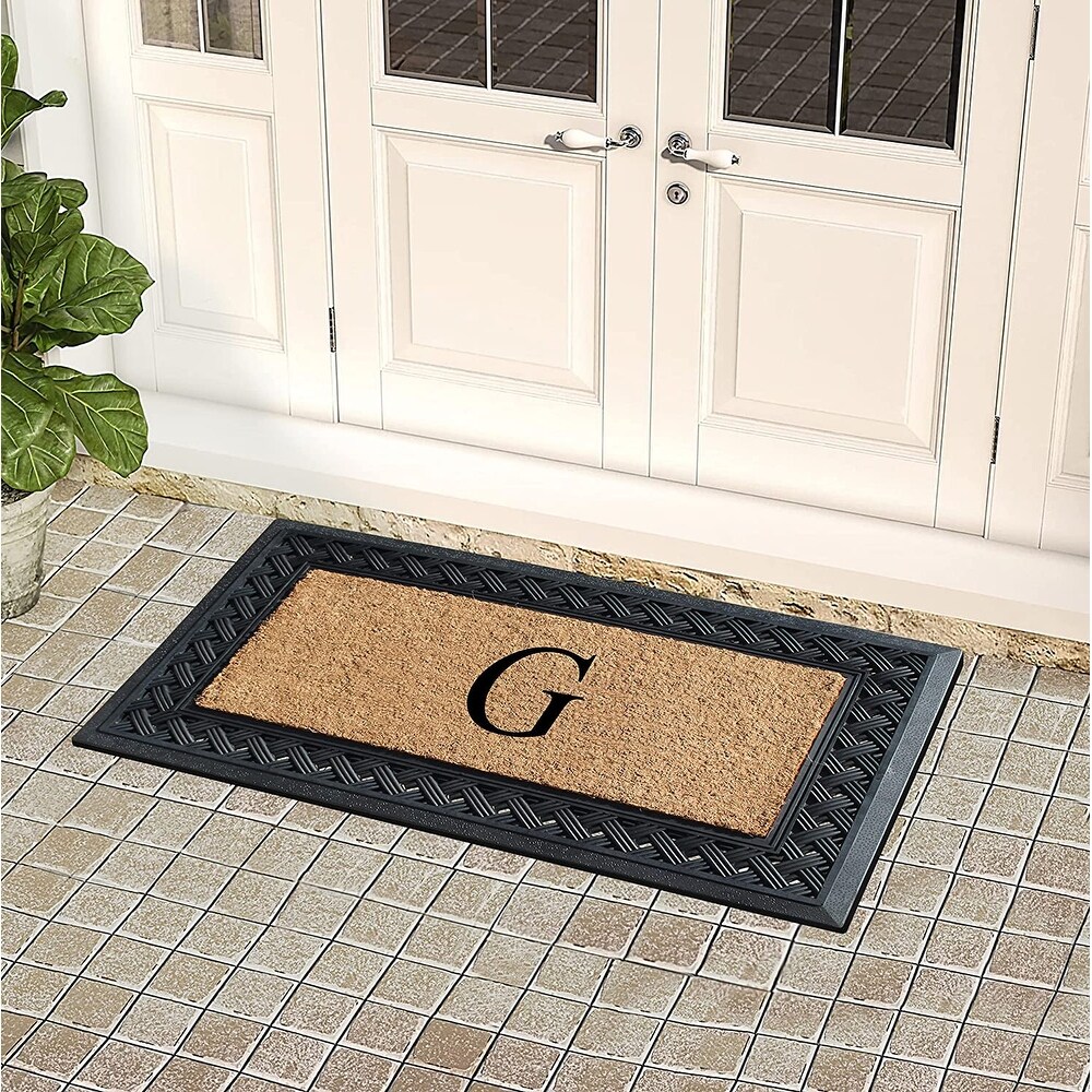 A1HC Paisley Border Rubber and Coir Large Heavy Duty Outdoor Monogrammed Doormat  23\