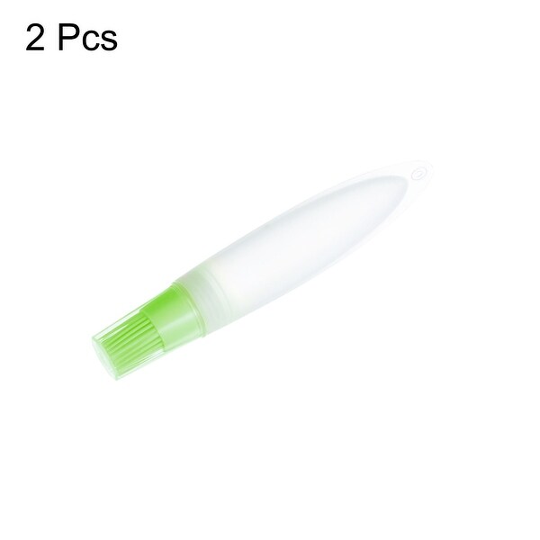 2pcs Silicone Oil Bottle Brush Tip Tail with Cap for BBQ Cooking Baking， Green