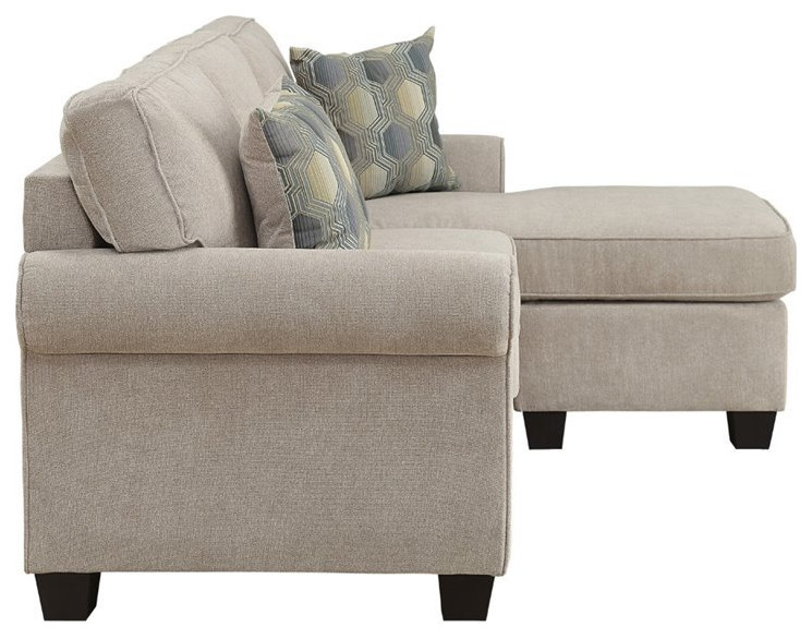 Lexicon Clumber Wood Reversible Sofa with Chaise in Sand   Transitional   Sectional Sofas   by Homesquare  Houzz